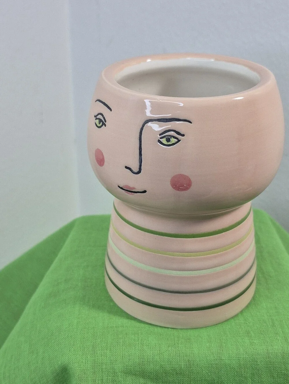 Opalhouse Ceramic Succulent Planter with Drain Plug Rosy Cheeks Face 4.5